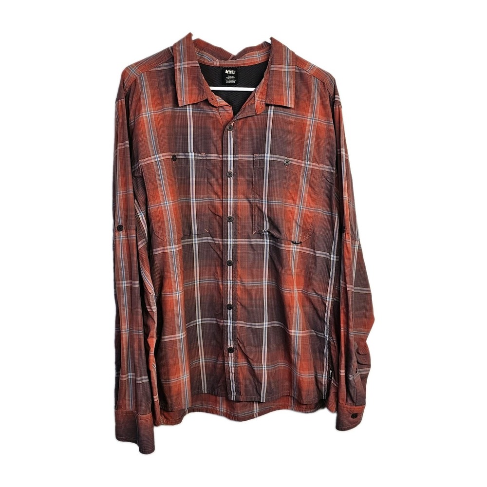 REI Mens Button Up Sahara Pattern Long-Sleeve Shirt XL Pockets Casual Vented
